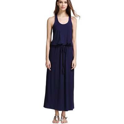 

Buenos Ninos Womens Sleeveless Racer Back Drawstring Waist Blouson Maxi Dress