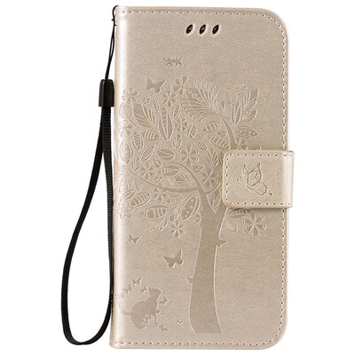 

Gold Tree Design PU Leather Flip Cover Wallet Card Holder Case for SAMSUNG S7