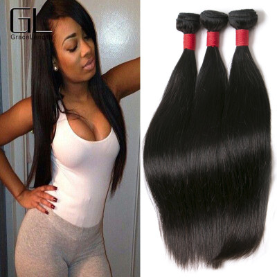 

Grace Length Hair Malaysian Straight 3 Bundle Deals Natural Color 8A Unprocessed Malaysian Virgin Hair Straight Human Hair Weave