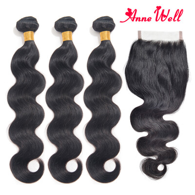 

Peruvian Virgin Hair With Closure Anne Well Hair Bundles With Closure 7A Peruvian Body Wave 3Bundles With Closure Human Hair Weave