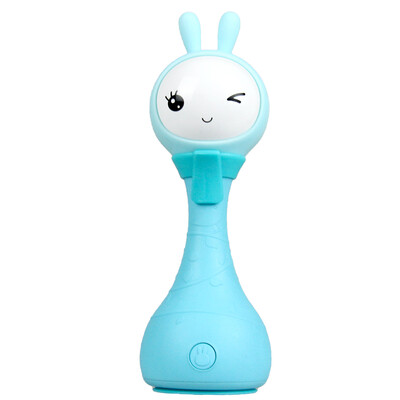 

fire fire rabbit children's intelligent electronic rattles baby toys ears can bite the teeth silicone pacification music early education R1 blue