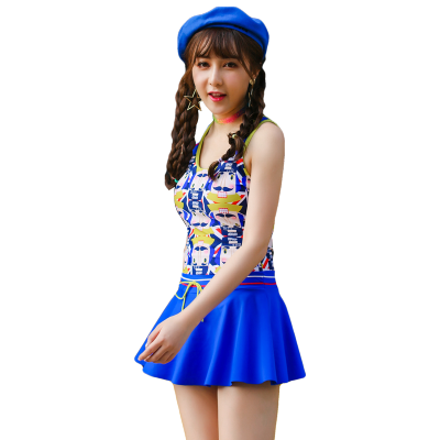 

QIHAI (QIHAI) children's swimsuit conjoined skirt baby hot spring girls swimwear fashion sports swimwear 7626-3 blue  code