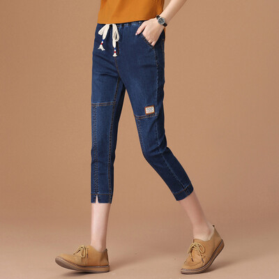 

City plus CITYPLUS art fan loose waist ballet pants casual loose high waist seven jeans CWKN174169 dark blue XL