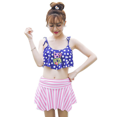 

Odd sea QIHAI children swimsuit girl baby swimsuit split bikini skirt girl hot spring swimwear 7601-2 blue and white point M code