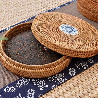 

Ручной Rattan Woven Пуэр чай торт Коробка для хранения канистр Кухня Контейнер Small: для одного 357g pu'er торт)