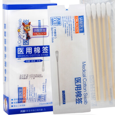 

Kangaroo doctor medical cotton swab bamboo stick type 12cm 5 pcs 6 bags paper&plastic independent packaging