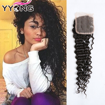 

YYONG Hair Products 8A Grade Peruvian Lace Closure Deep Wave Virgin Hair Wave Closure Swiss Lace Bleached Knots Free Shipping