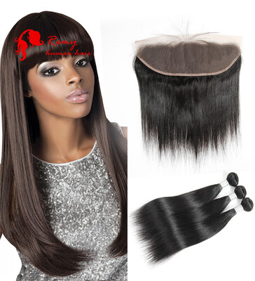 

CZ Hair Lace Frontal Closure With Bundles Brazilian Straight Virgin Hair Bundle With Frontal 3 Bundles Human Hair Weave With Front