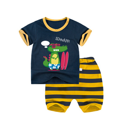 

Yue Tong Lai children's suit summer boy short-sleeved T-shirt harem pants summer suit Y1931 skateboarding crocodile 160