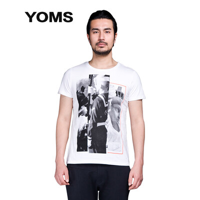 

(YOMS) short-sleeved T-shirt men's fine cotton business casual short-sleeved printing primer shirt male 52226090 black XL