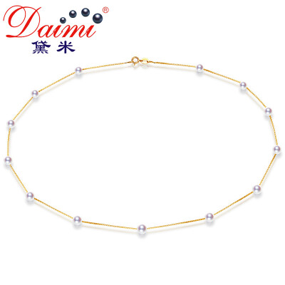 

黛米珠宝 轻奢 满天星项链强光淡水珍珠 18K金链 4.5-5mm40cm