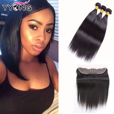 

Brazilian Virgin Hair With frontal Brazilian Straight Hair Lace Frontal With Bundles Straight Hair Human Hair Weave Free Shipping