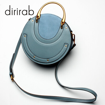 

Dirirab genuine leather women's shoulder bag round bag handbag small round bag cowhide diagonal package pig bag rivets fashion