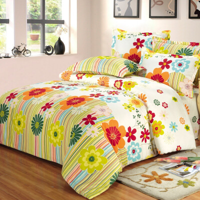 

Jingdong Supermarket Ai Wei bedding home textiles bed four sets of cotton double bed kit 15 bed Vientiane update