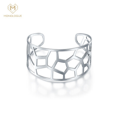 

MONOLOGUE presumptuous silver white geometric elements simple steel bracelet ME117 5.4cm