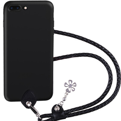 

Pizza Apple iphone7plus mobile phone shell Apple 7P silicone full package with lanyard hanging neck black 5.5 inches