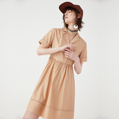 

Yixiang Li Ying 2017 summer new shirt collar short sleeve A word dress