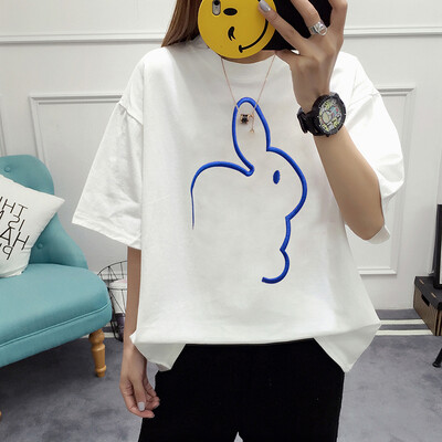 

VIVAHEART Korean T-shirt embroidered pattern short-sleeved T-shirt female VWTD174232 white M