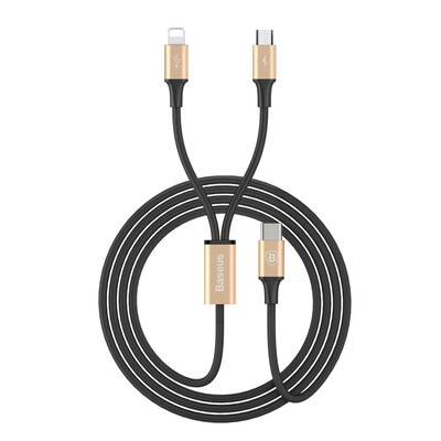 

Baseus Type-C to Andrews Apple interface one drag two data lines 3A 12M gold shell black line for Macbook