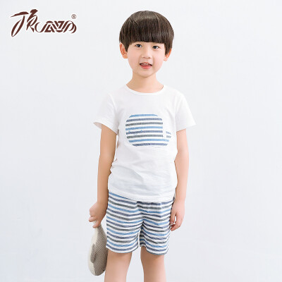 

【Jingdong Supermarket】 Top Guagua (dingguagua) Children's Pajamas Boys Summer Short Sleeve Shorts Pure Cotton Round Collar Hooded Boys Home Set 86020 White 90