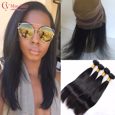 

Pre Plucked Frontal With Bundles Straight 360 Lace Frontal Closure With Bundles Brazilian Virgin Hair With Lace Frontal Closure