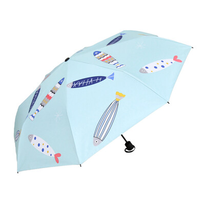 

Cmon color fish umbrella parasol sun umbrella sun umbrella folding umbrella umbrella female anti-UV sky blue A1716