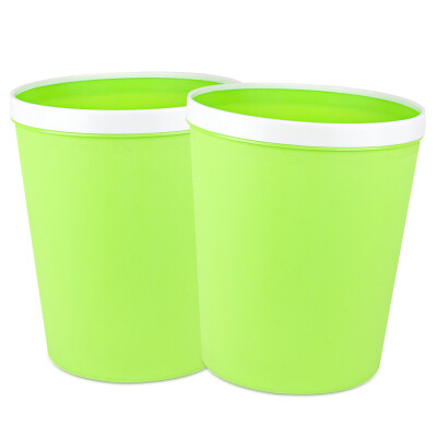 

EWO EDO Home Trash Plastic Kitchen Paper Basket Living Room with Pressure Ring Cleaning Bar 2 Pack ST5020 Green