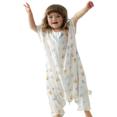 

【Jingdong Supermarket】 Mi Le fish baby sleeping bag 3 section split cotton 2 layer gauze short sleeve sleeping bag (small footprint) blue 70CM