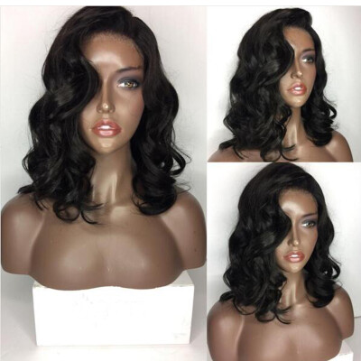 

Short lace front human hair wig 150 density Brazilian virgin hair glueless lace front human hair bob wigs