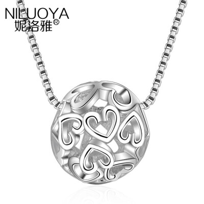 

Nilea S925 Silver Necklace Female Korean Heart-shaped Conveyor Bead Pendant Chainbone Chain Birthday Gift Send Girlfriend