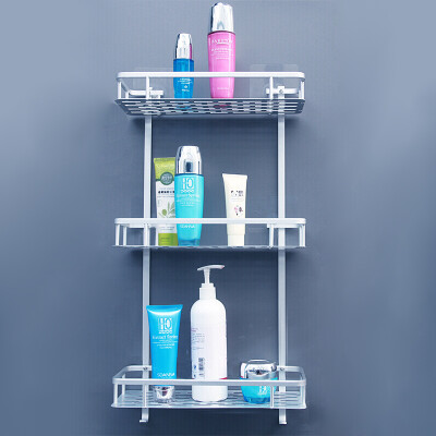 

Bathroom shelf bathroom pendant storage rack suction wall space aluminum bathroom shelf three layers