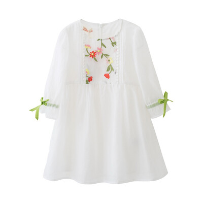 

Fragrance Flordeer French Kids Girls Dress Chiffon Embroidered Skirt Princess Dress F71012 White 130