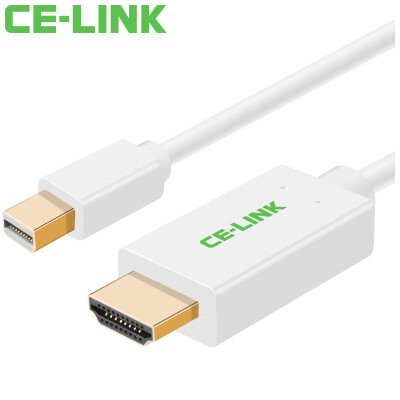 

CE-LINK Mini DP to HDMI HD cable 3 meters mini DP to HDMI cable Macbook connected to high-definition TV monitor projector line white 1623