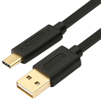 

SAMZHE Type-C USB31 ultra-thin flat data cable USB20 Andrews charging line fast charge line support millet 5 4C music as Huawei P9 P10 black 1 meter TC-P10