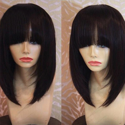 

Short Human Hair Bob Wigs For Black Women Brazilian Virgin Hair Bob Lace Front Human Hair Wigs With Bangs Short Full lace Wig