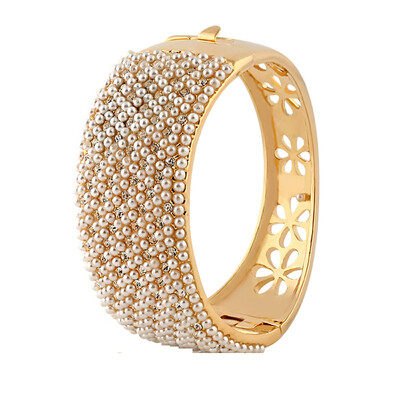 

Yoursfs@ Trendy Handmade Finely Crafted Women Bracelets Bangle Mother's Day Gold Color Pearl Crystal Pulseira Feminina