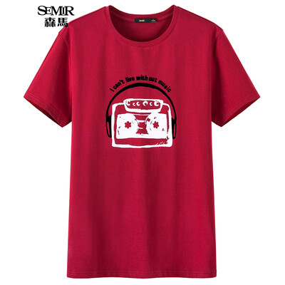 

Semir Semir летом с коротким рукавом футболки шею с коротким рукавом сострадательный прилив пассивом РЕТРО личности 19047001202 бордовый XL