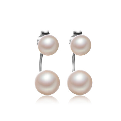 

Beijing Run Pearl elegant 5-9mmS925 silver inlaid freshwater pearl earrings earrings earrings white