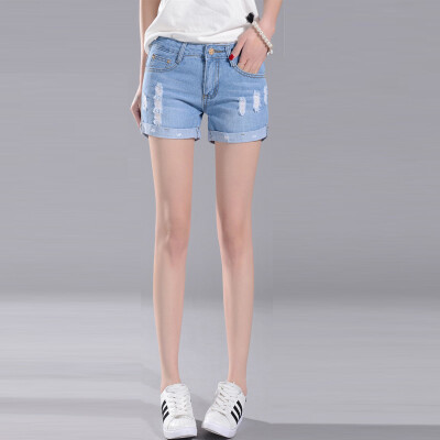 

City Plus CITYPLUS Arts Fan Straight Cuff Flap Cuff Denim Shorts CWDK174156 Light Blue 29