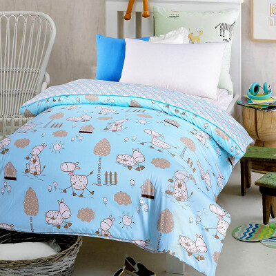 

Polar Cloud Bedding Home Textiles Cotton AB Version Cartoon Cover Baby Baby Cotton Cover Single Item East African Forest Blue 120 * 150cm