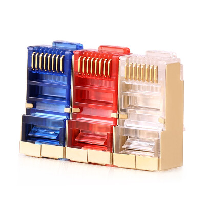 

AMPCOM) AMCAT6BGP050 (TP) pure copper gold-plated shield crystal head six types of Gigabit CAT6 cable RJ45 network connector connector transparent color 50