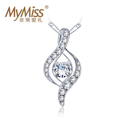 

Mymiss Dancing Ribbon Mosaic Swarovski Zircon 925 Silver Necklace Female Pendant Birthday Gift