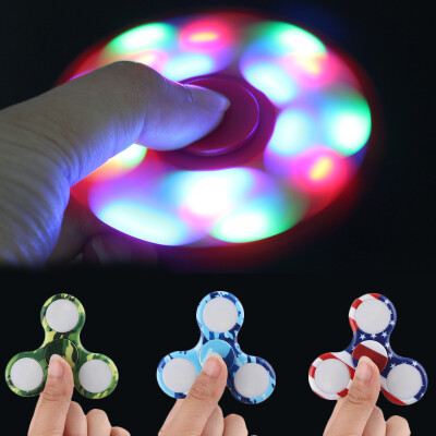 

1PC LED Flash Camouflage Fidget Spinner Tri Spinner EDC Stress ADHD Reliever Toy