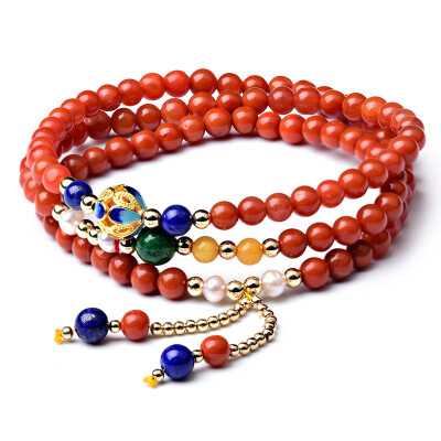 

Ouji Ni Nang red agate bracelet red flame red red male and female models Buddha beads hand chain sweater chain jewelry beads diameter of about 4mm with certificate Z00772