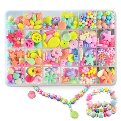 

Blue castle children DIY beads beads beads braided bracelet color handmade wear beads 3-6 year old girl puzzle birthday toy