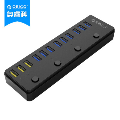 

ORICO P12-U3 USB3.0 Зарядный разделитель Разъем 12-портового концентратора концентратора HUB с блоком питания Блокнот / рабочий стол 1 м Черный