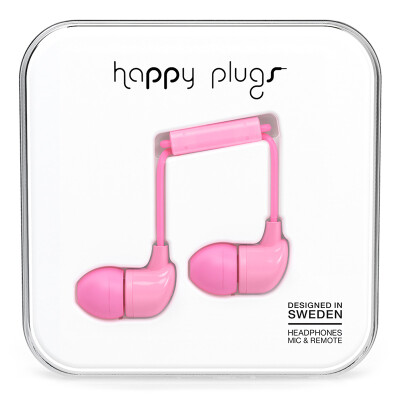 

Happy Plugs In-Ear Ear Earphone Headset Fashion Music Headset Apple Andrews Mobile Phone Headset Scandinavian Design Sweden Light Tide Brand Pink