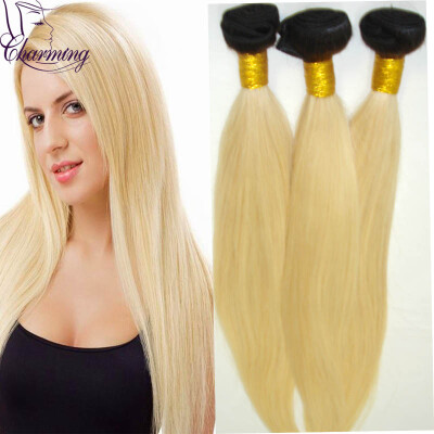 

Peruvian Silky Straight Virgin Hair Bundles Ombre Straight Human Hair Weaves 1BT613 Blonde Ombre Virgin Hair Extensions In Stock