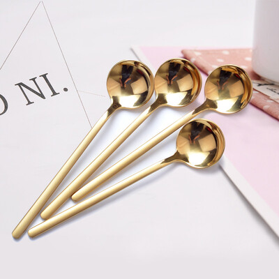

Sunshine flying song 304 stainless steel coffee spoon round head spoon coffee cup stirring spoon gift box four sets of gold models