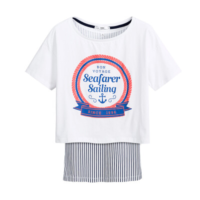 

Semir Semir Short Sleeve T-Shirt Summer Lady Print Striped Loose T-Shirt Two-piece Set 12216000006 Dark Blue S